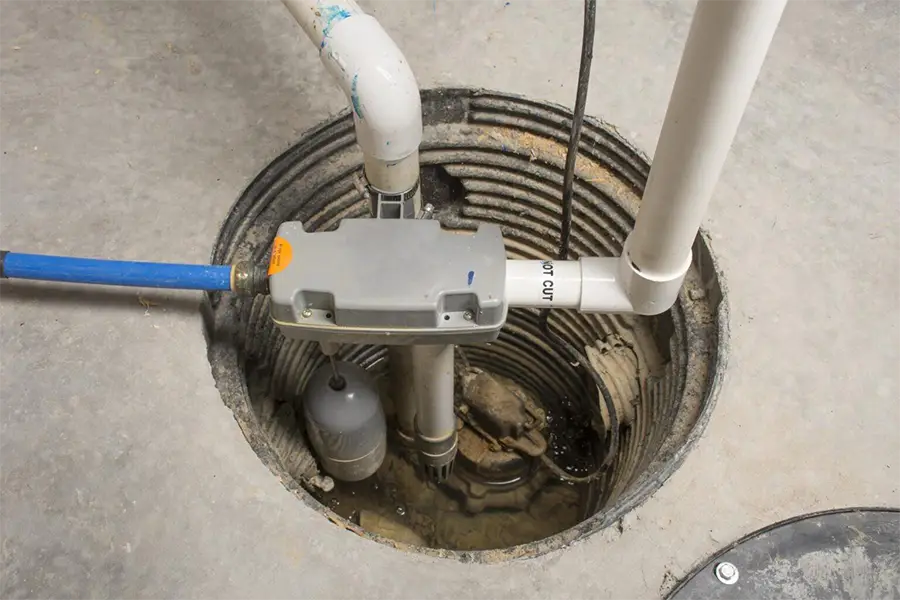 Sump pump maintenance in progress