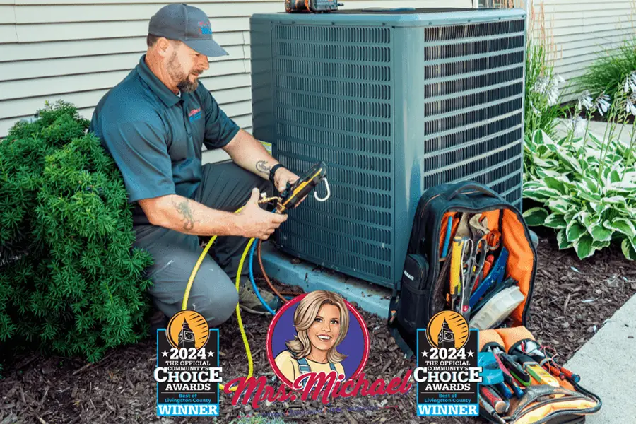 Technician performing AC replacement service