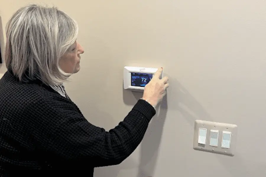 Thermostat installed in a home